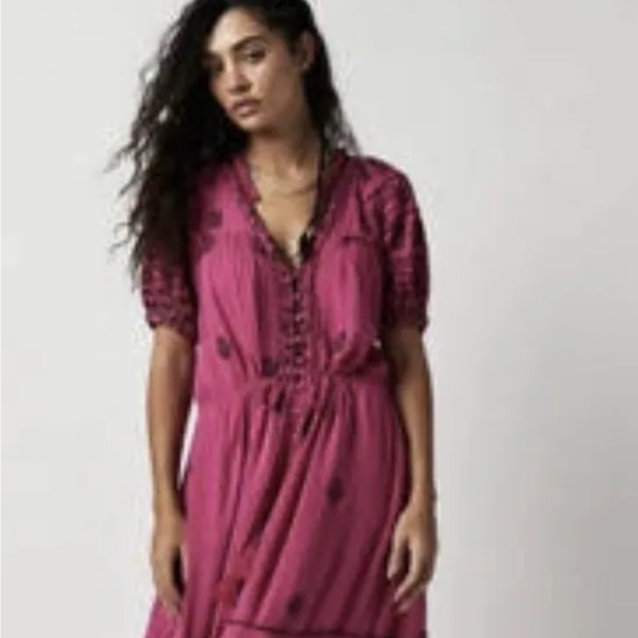 Free People Riley Embroidered Maxi Dress Size M